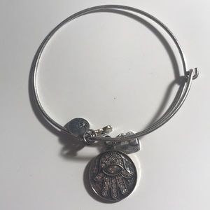 Silver Hamsa adjustable bangle bracelet